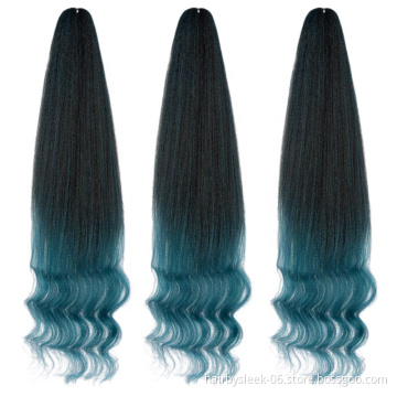 55 inches yaki straight hair with button curly straight wave with curly braiding hair bundles Synthetic Braiding hair extension